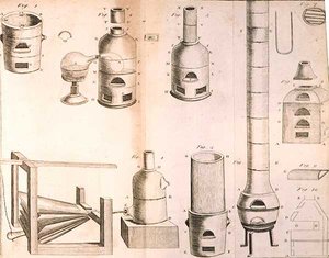 Scientific Equipment, fra The Elements of Chemistry av Antoine Laurent de Lavoisier (1743-94) gravert av D.Lizars, 1796 av French School
