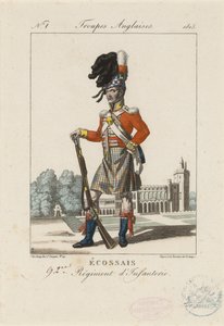 Skotsk 92. infanteriregiment, ca. 1815 (farget etsning) av French School