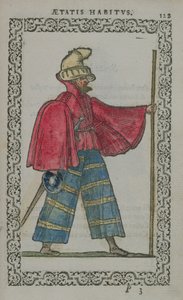 Skotsk mann i innfødt kostyme, fra Costumes du Monde, utgitt i Antwerpen, 1572 (farget tregravering) av French School