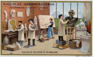 Skulptur- og støpeverksted (chromolitho) av French School