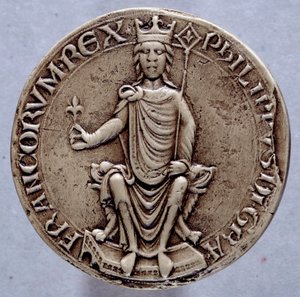 Segl til kong Filip II dit Philippe Augustus (1165-1223) Paris fra 1200-tallet, Archives Nationales av French School