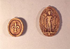 Segl fra Marguerite de Provence (1221-95) 1284 (voks) av French School