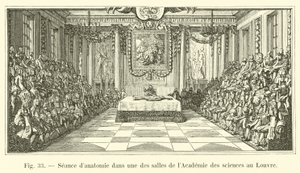 Anatomiøkt i et av rommene til Vitenskapsakademiet ved Louvre av French School
