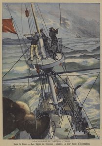 Søk etter det savnede franske skipet Vienne (farge litho) av French School