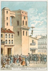 Sebastien Lenormand gjør den første fallskjermnedstigningen, Montpellier av French School