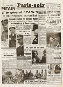 Andre verdenskrig (1939-1945) - Andre verdenskrig (2 eller 2): PARIS KILDE [Nr. 237] av 14/02/1941 - Møte mellom LE MARECHAL PETAIN og GENERAL FRANCO - av French School