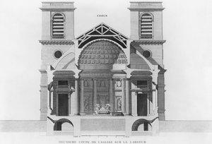 Andre tverrsnitt av kirken Saint-Philippe-du-Roule, Paris av French School
