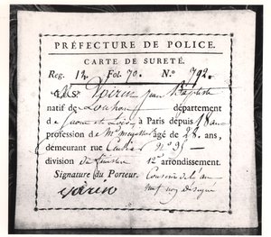 Sikkerhetskort, 1808 (penn og blekk på papir) av French School