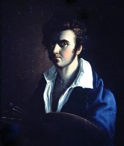 Selvportrett av en kunstner (olje på panel) av French School