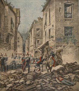 Alvorlige problemer i Italia: opptøyer i Milano, illustrasjon fra Le Petit Journal: Supplement illustre, 22. mai 1898 av French School