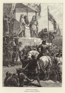 Serment de Strasbourg. Eder fra Strasbourg, alliansen mellom Ludvig den tyske og Karl den skallede, konger av Øst- og Vest-Frankrike, 842 (gravering) av French School