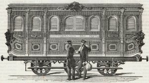 Postkontor - utvendig utsikt over det mobile kontoret - Gravering i "Tableau-de-Paris" av Edmond Texier 1852 av French School