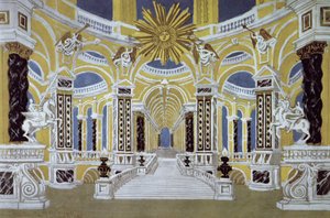 Scenografi for Tryllefløyten av Wolfgang Amadeus Mozart (1756-91) av French School