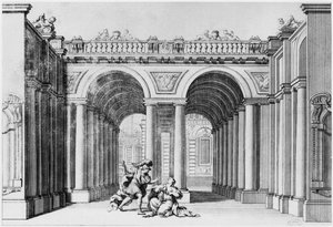 Scenografi for et uidentifisert skuespill av French School