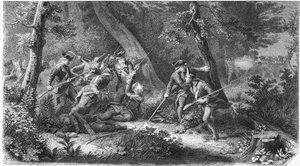Syvårskrig (1756-1763): døden til Louis d'Assas du Mercour, kjent som ridderen av Assas (1733-1760), fransk kaptein, 16. oktober av French School