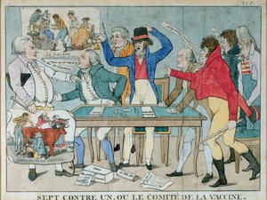 Seven against One, eller Vaksinekomiteen, ca. 1800 av French School