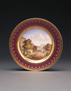 Sevres lilla bakgrunn topografisk plate av French School