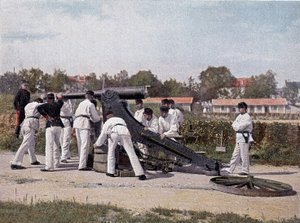 Shoot a 95 cannon from a lookout for seats and square - in “” Military Album” - foot artillery av French School