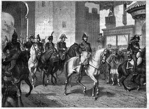 Beleiring og fangst av Valencia av den franske hæren under ordre fra marskalken av imperiet grev Suchet 9. juli 1812 - Inntreden av marskalk Louis Gabriel Suchet i Valencia i 1812 - i "History of the Empire following the history of the consulat" av Adolphe av French School