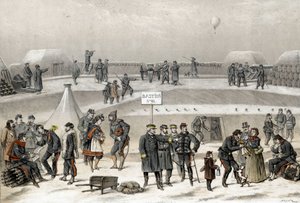 Beleiring av Paris i 1870 under krigen 1870-1871. Soldatene forbereder forsvaret av byen: man kan se en soldat i bunkeren. av French School
