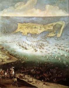 Beleiring av citadellet til Saint Martin på Ile de Re, i 1627 (maleri, ca. 1640) av French School