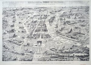 Forenklet plan for Paris uunnværlig for fremmede å guide seg alene i byen. Tallerken hentet fra "Ny guide for vandreren, utflukt til Paris uten bil"" Paris fra 1900-tallet, Musee Carnavalet av French School