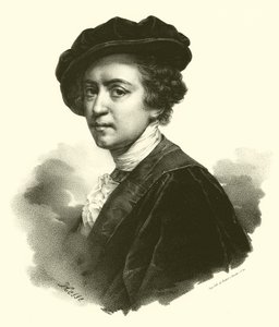 Sir Joshua Reynolds, portrett (gravering) av French School