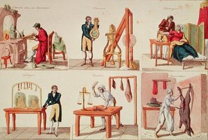 Six Professions (farget gravering) av French School