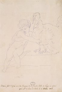 Skisse fra den store salen i Poggio a Caiano, 12. oktober 1813 av French School