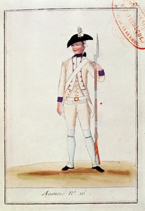 Soldat fra det franske Agenois infanteriregiment, ca. 1780 av French School