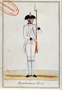 Soldat fra Regiment de Bourbonnois, ca. 1780 av French School