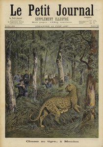 Soldater som jakter på en rømt tiger, Meudon, Frankrike, 1897