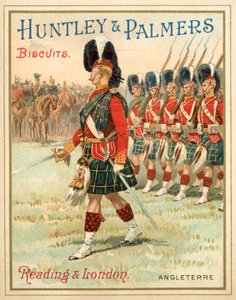 Soldater fra et Highland-regiment på parade (chromolitho) av French School