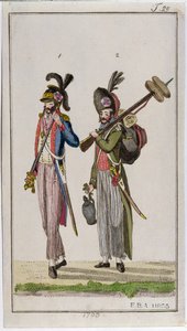 Soldater fra den franske revolusjonen som bar bajonetter i 1793 av French School