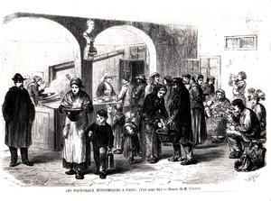 Suppekjøkken i Paris, ca. 1860 av French School