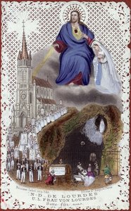 Suvenir fra pilegrimsreisen til Lourdes, laget for den internasjonale utstillingen i Paris, 1867 av French School