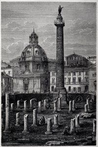 Plassen og søylen til Trajan (Trajane-søylen) (Colonna Traiana) og Ulpian-basilikaen (reisen til Francis Wey i 1864-1868) - i "" Tour du Monde"" 2. uke 1869 av French School