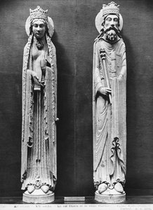 St. Clotilda og Clovis I, fra kirken Notre-Dame of Corbeil (gipsavstøpning) (se også 383112, 383113) av French School