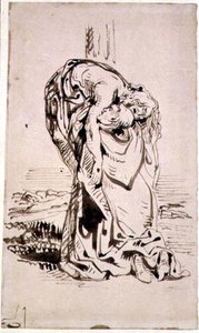 St Francis støtter den korsfestede Kristus av French School