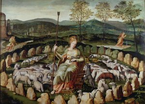 St. Genevieve vokter flokken hennes av French School