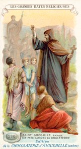 St Gregory sender misjonærer til England, 596 (chromolitho) av French School