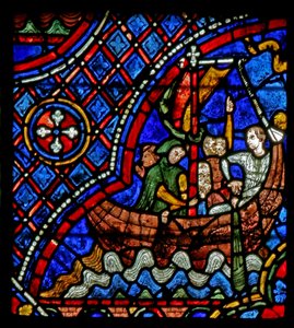 St Nicholas: båt frakter reisende til Myra (w29a) av French School
