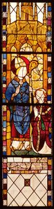 St. Nicholas med en giver, fra kapellet Saint Nicolas, Norman School, 1370 av French School