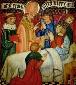 St. Sulpice utfører et mirakel av Curing King Clotaire (d.629) av French School