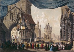 Scenografi for akt I av La Juive, første gang fremført på Paris-operaen 23. februar 1835 (wc på papir) av French School