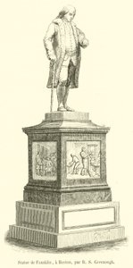 Statue de Franklin, en Boston (gravering) av French School