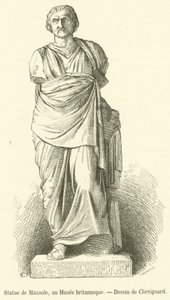 Statue av Mausolus, i British Museum (gravering) av French School