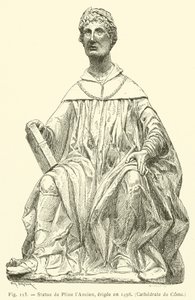 Statue av Plinius den eldre, reist i 1498, Cathedrale de Como (gravering) av French School