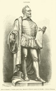 Statue av Ronsard, i Vendome (gravering) av French School