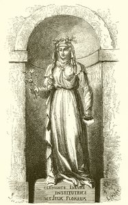 Statue av Clemence Isaure på rommet til Jeux Floraux i Toulouse av French School